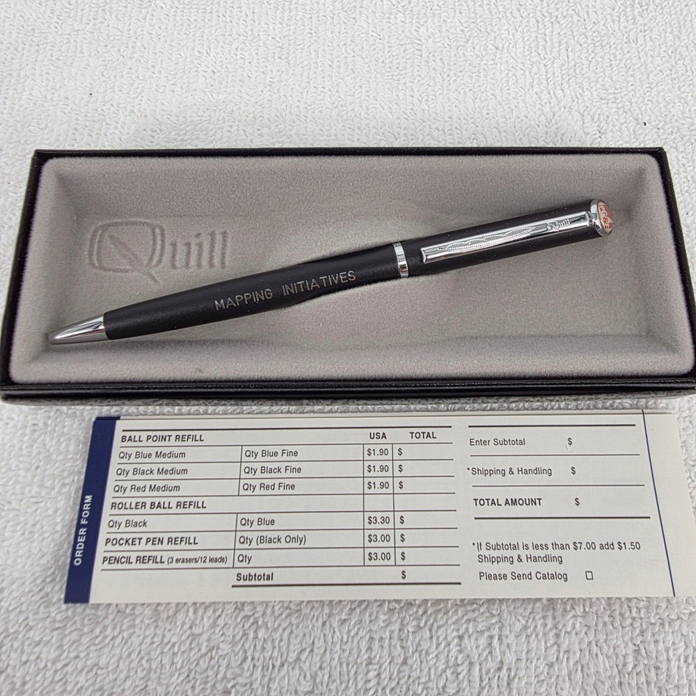 Quill Ballpoint Pen Matte Black PG&E Mapping Initiatives USA Made with Case